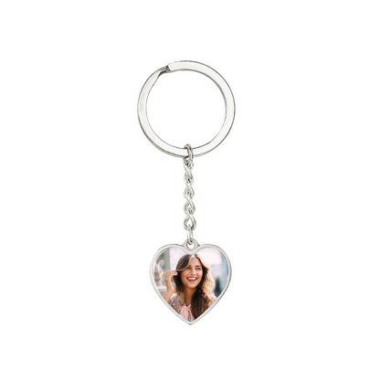 Photo Heart Keychain, Custom Photo Heart Keychain, Personalized Picture Heart Keychain, Engraved Photo Heart Pendant, Custom Gift for Her, Valentine Gift