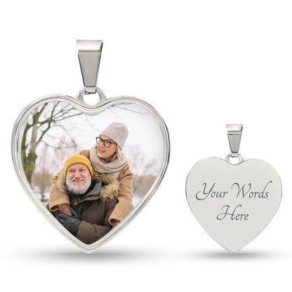 Photo Heart Necklace, Custom Picture Heart Necklace, Photo Pendant, Women Engraved Necklace, Custom Heart Pendant, Personalized gift for her, Keepsake Necklace Jewelry