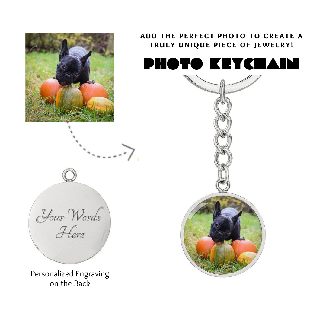 Photo Circle Keychain, Custom Photo Circle Keychain, Personalized Picture Circle Keychain, Engraved Photo Round Pendant, Custom Gift for Her