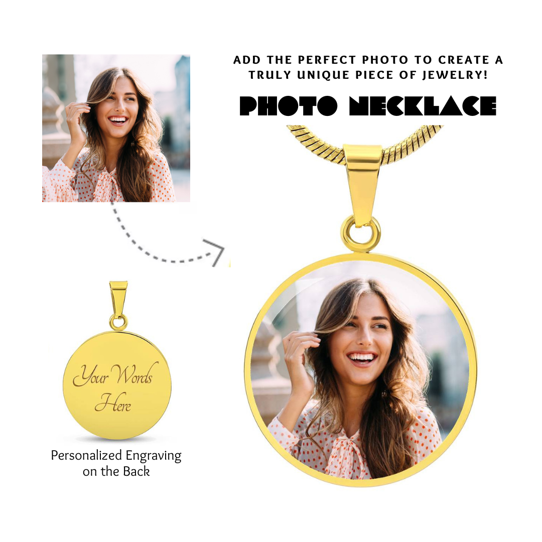 Photo Circle Necklace, Custom Picture Circle Necklace, Photo Pendant, Personalized Engraved Necklace, Custom Circle Pendant, Gift for her