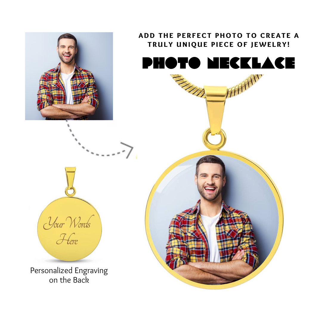 Photo Circle Necklace, Custom Picture Circle Necklace, Photo Pendant, Personalized Engraved Necklace, Custom Circle Pendant, Gift for her