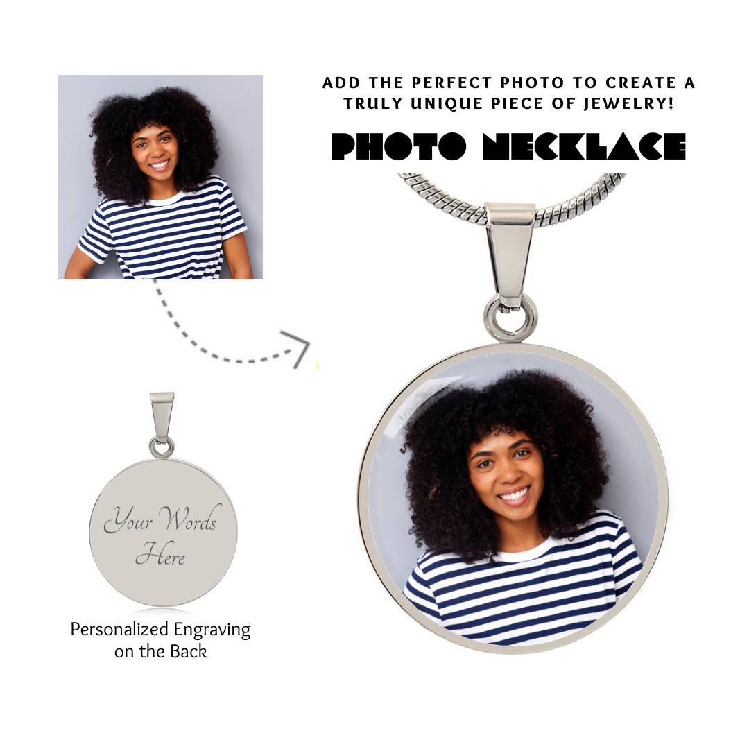 Photo Circle Necklace, Custom Picture Circle Necklace, Photo Pendant, Personalized Engraved Necklace, Custom Circle Pendant, Gift for her
