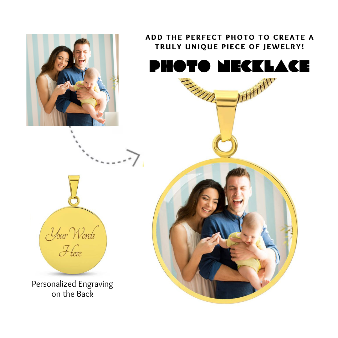 Photo Circle Necklace, Custom Picture Circle Necklace, Photo Pendant, Personalized Engraved Necklace, Custom Circle Pendant, Gift for her