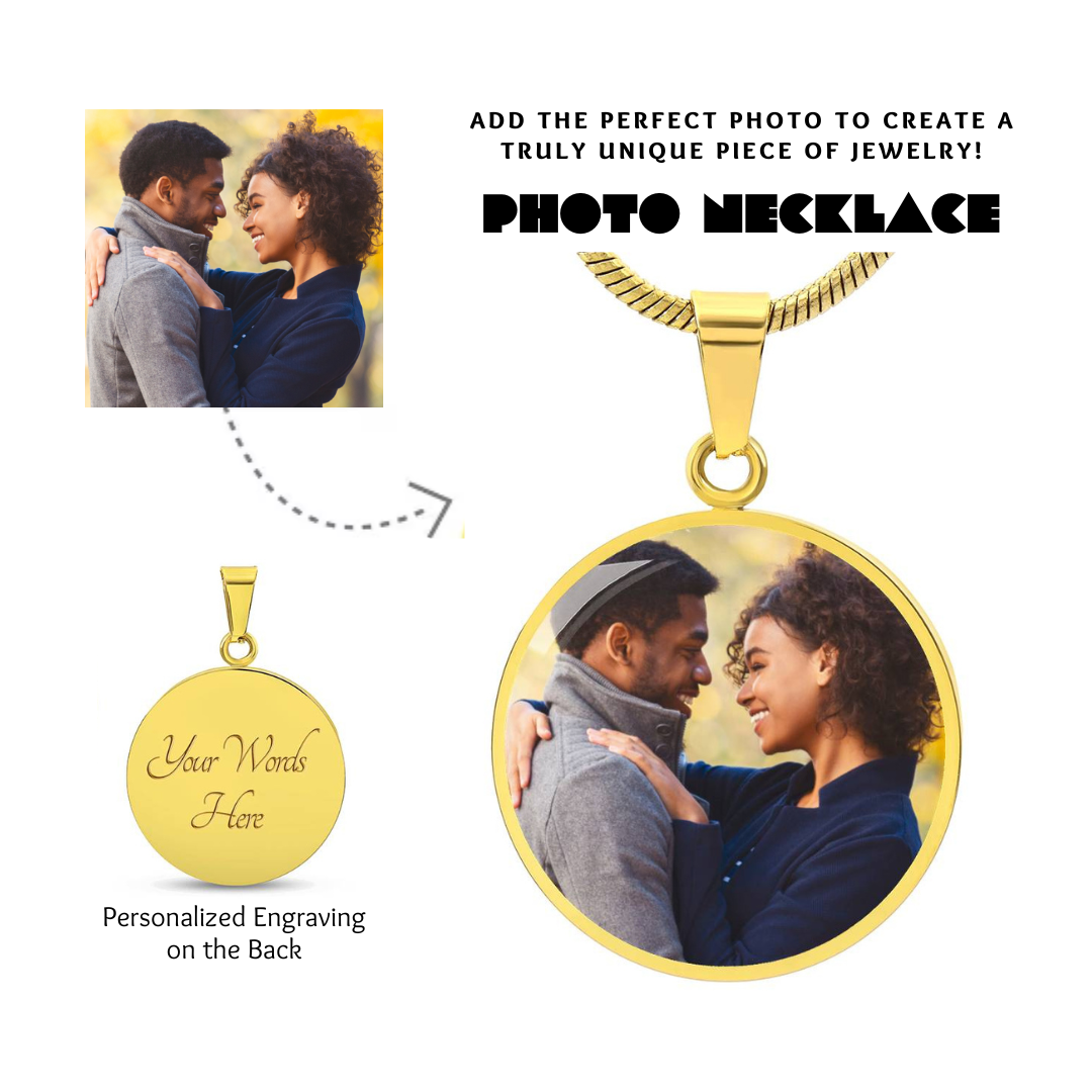 Photo Circle Necklace, Custom Picture Circle Necklace, Photo Pendant, Personalized Engraved Necklace, Custom Circle Pendant, Gift for her