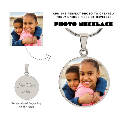 Photo Circle Necklace, Custom Picture Circle Necklace, Photo Pendant, Personalized Engraved Necklace, Custom Circle Pendant, Gift for her