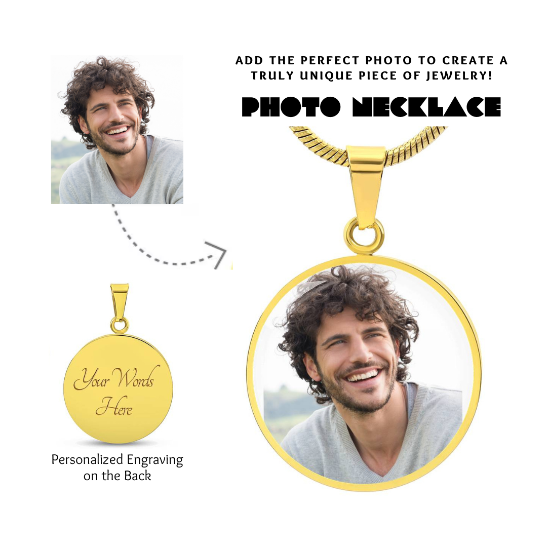 Photo Circle Necklace, Custom Picture Circle Necklace, Photo Pendant, Personalized Engraved Necklace, Custom Circle Pendant, Gift for her