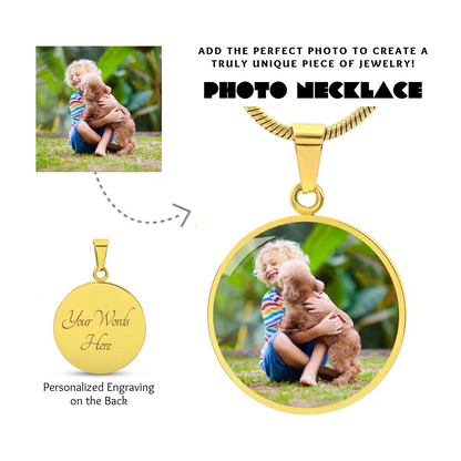 Photo Circle Necklace, Custom Picture Circle Necklace, Photo Pendant, Personalized Engraved Necklace, Custom Circle Pendant, Gift for her
