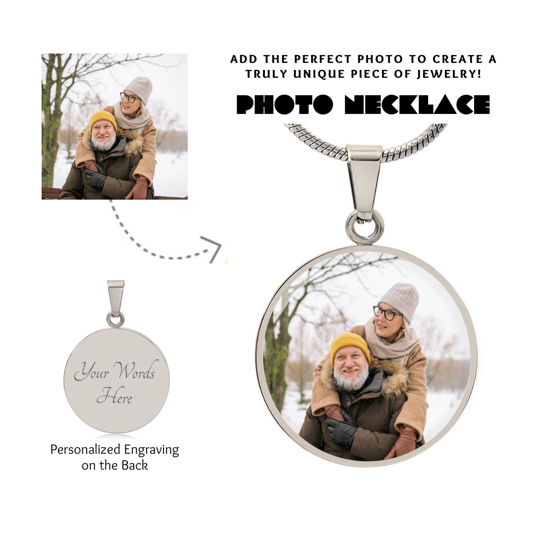 Photo Circle Necklace, Custom Picture Circle Necklace, Photo Pendant, Personalized Engraved Necklace, Custom Circle Pendant, Gift for her