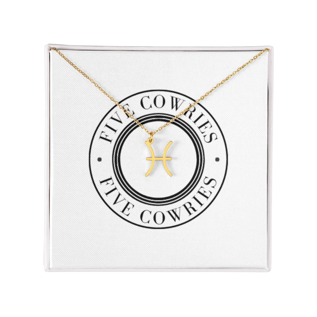 Pisces Zodiac Name Necklace. Handcrafted with care, this piece is made from durable stainless steel and optionally dipped in 18k yellow gold and features her unique astrological sign.
