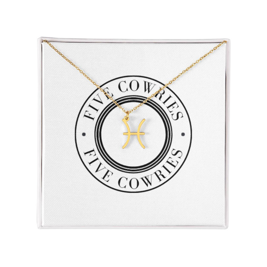 Pisces Zodiac Name Necklace. Handcrafted with care, this piece is made from durable stainless steel and optionally dipped in 18k yellow gold and features her unique astrological sign.