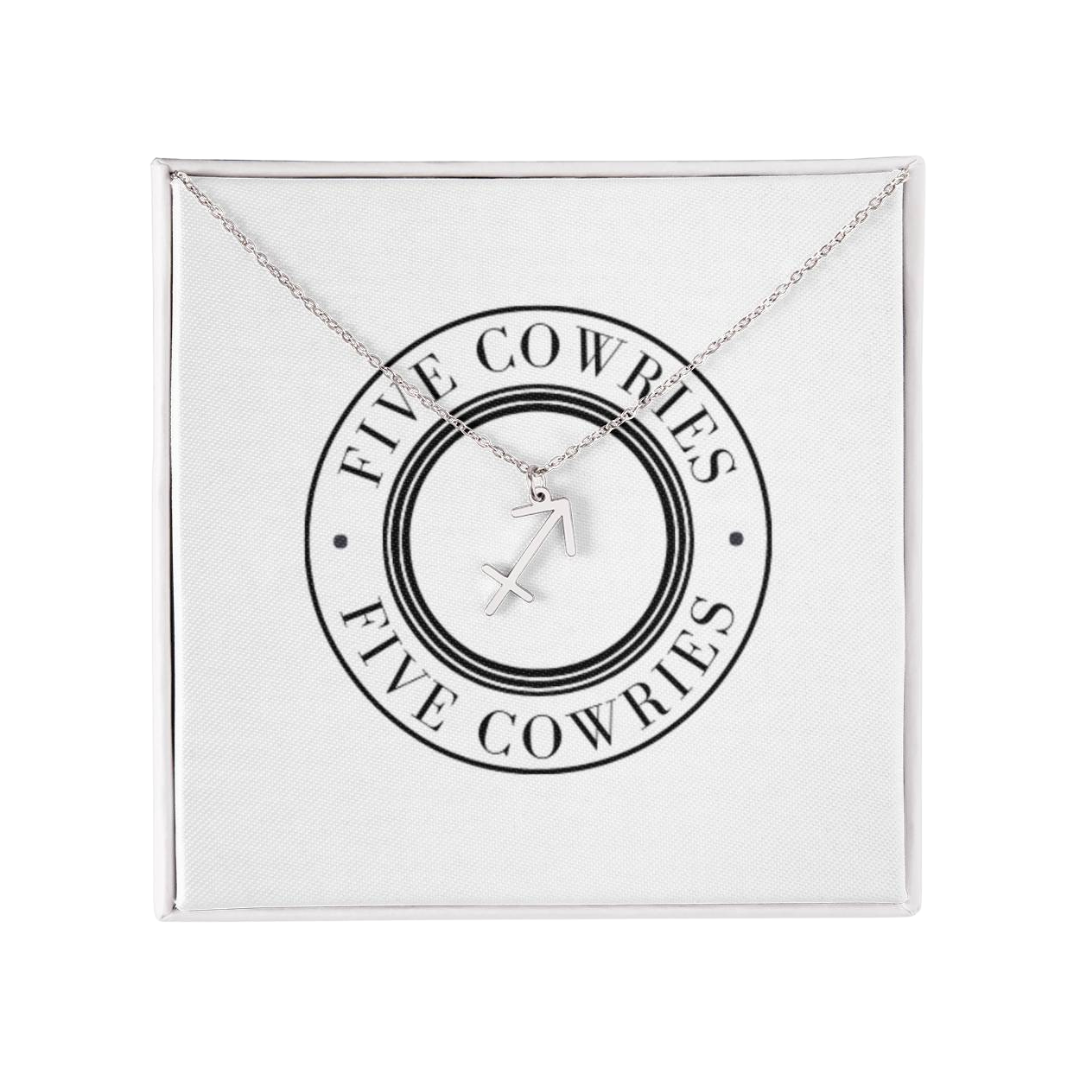 Sagittarius Zodiac Name Necklace. Handcrafted with care, this piece is made from durable stainless steel and optionally dipped in 18k yellow gold and features her unique astrological sign.