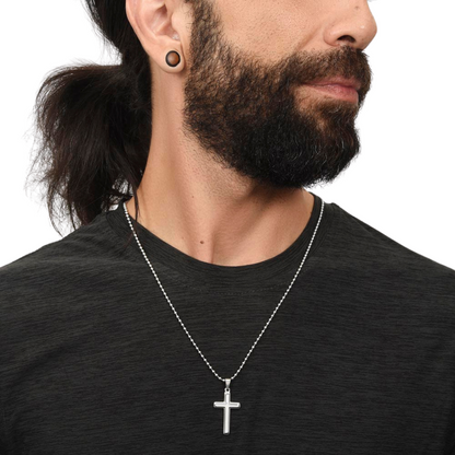 Stainless Cross Necklace with Ball Chain, Unisex Cross Pendant, Artisan Crafted Jewelry, Gift for her, Gift for him, Birthday Valentine Gift