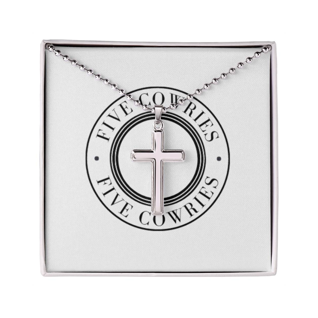 Stainless Cross Necklace with Ball Chain, Unisex Cross Pendant, Artisan Crafted Jewelry, Gift for her, Gift for him, Birthday Valentine Gift