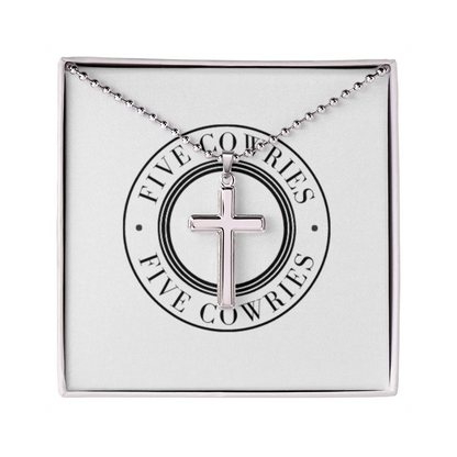 Stainless Cross Necklace with Ball Chain, Unisex Cross Pendant, Artisan Crafted Jewelry, Gift for her, Gift for him, Birthday Valentine Gift