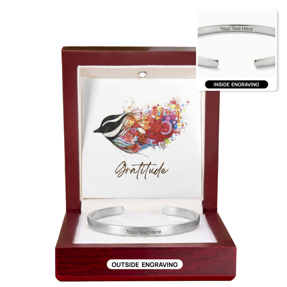 Sleek, modern, and effortlessly sophisticated. The Custom Engraved Cuff Bracelet is a timeless way to keep your most cherished memories, names, or meaningful dates close at hand.