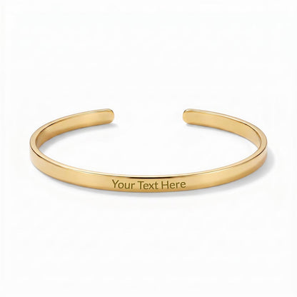 Sleek, modern, and effortlessly sophisticated. The Custom Engraved Cuff Bracelet is a timeless way to keep your most cherished memories, names, or meaningful dates close at hand.