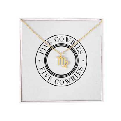 Virgo Zodiac Name Necklace. Handcrafted with care, this piece is made from durable stainless steel and optionally dipped in 18k yellow gold and features her unique astrological sign.