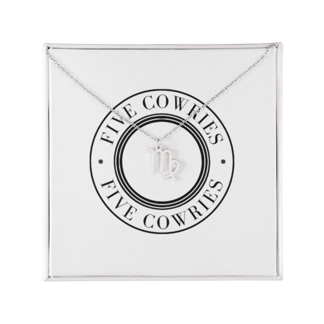 Virgo Zodiac Name Necklace. Handcrafted with care, this piece is made from durable stainless steel and optionally dipped in 18k yellow gold and features her unique astrological sign.