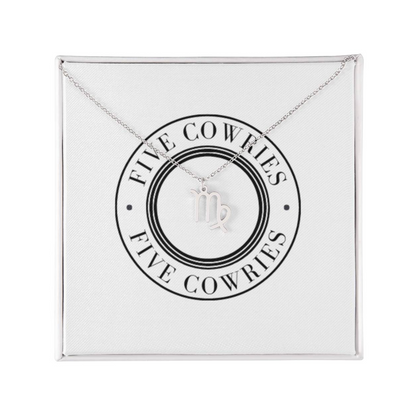 Virgo Zodiac Name Necklace. Handcrafted with care, this piece is made from durable stainless steel and optionally dipped in 18k yellow gold and features her unique astrological sign.