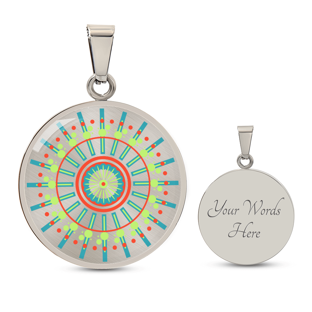 Graphic Circle Pendant + Necklace - Abstract Mandala 43