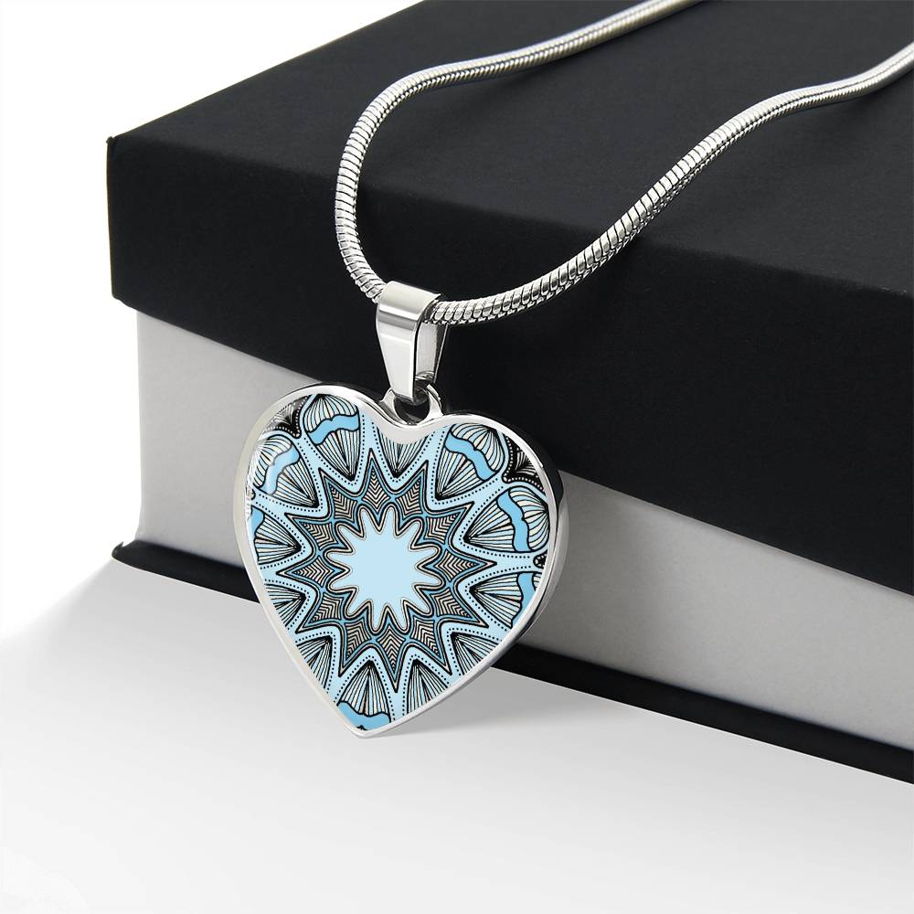 Graphic Heart Pendant + Necklace - Abstract Mandala