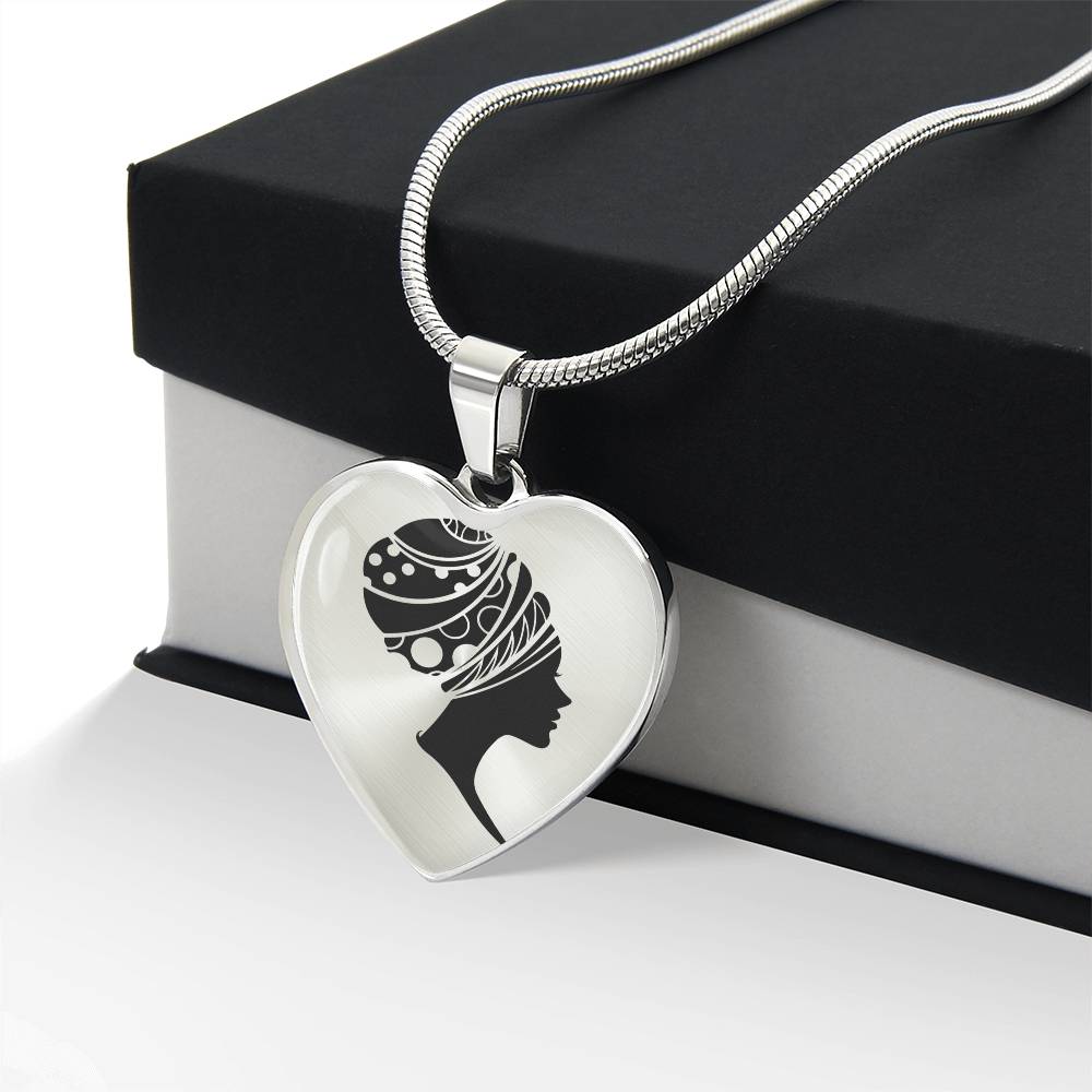 Graphic Heart Pendant + Necklace - Woman In Turban
