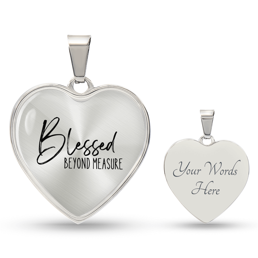 Graphic Heart Pendant + Necklace - Blessed Beyond Measure