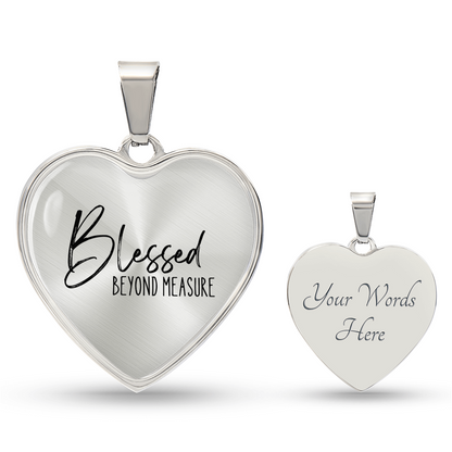 Graphic Heart Pendant + Necklace - Blessed Beyond Measure