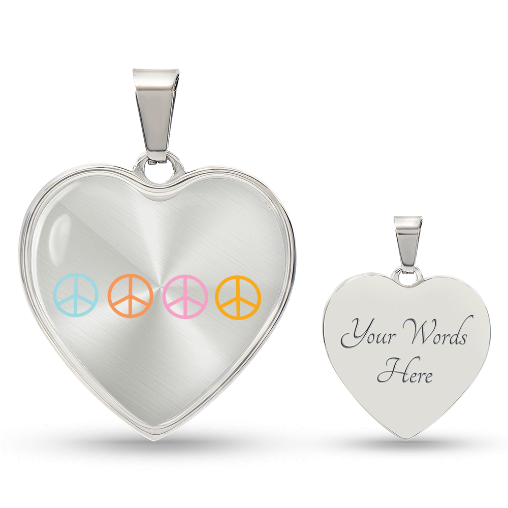 Graphic Heart Pendant + Necklace - Peace Sign