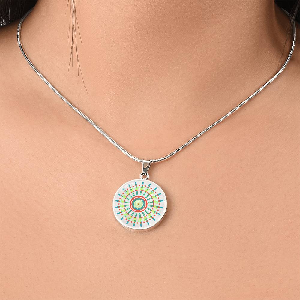 Graphic Circle Pendant + Necklace - Abstract Mandala 43