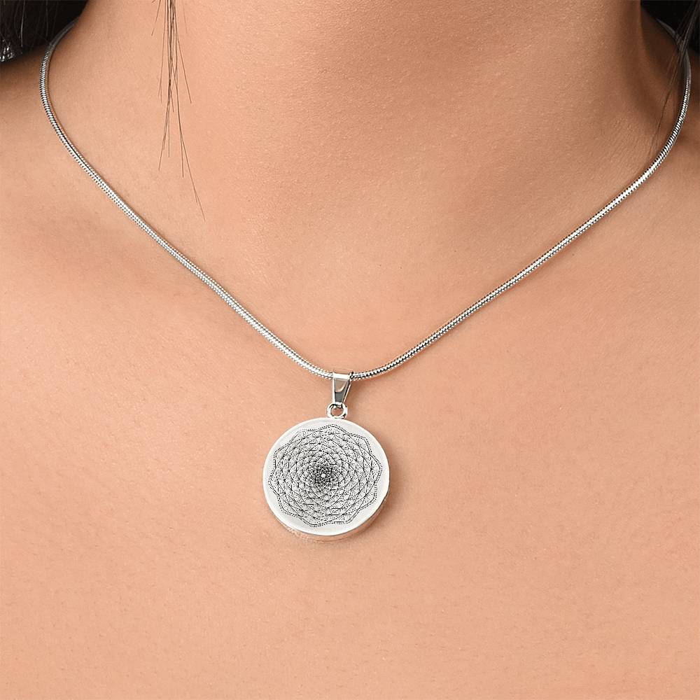 Graphic Circle Pendant + Necklace - Abstract Mandala 12