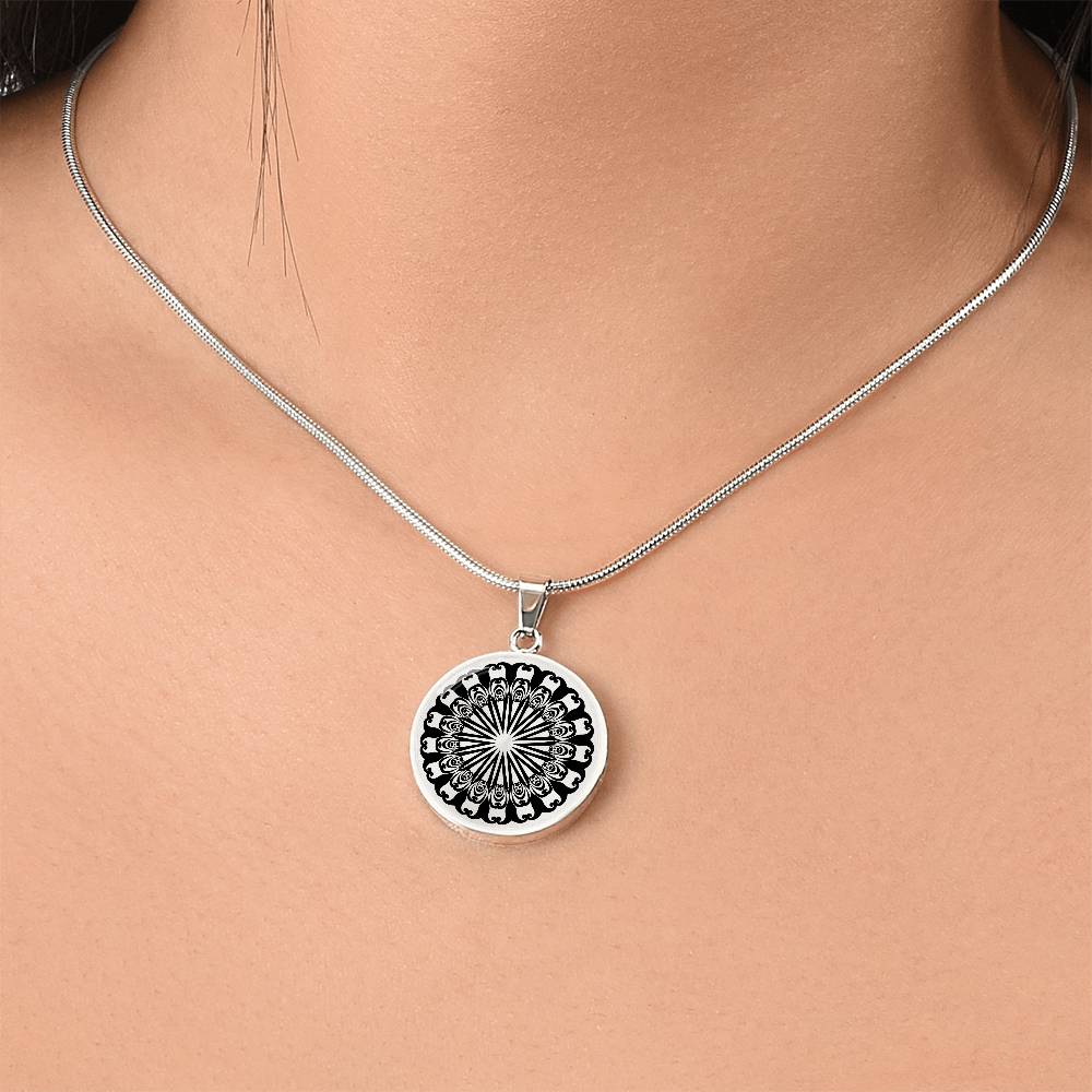 Graphic Circle Pendant + Necklace - Abstract Mandala 9