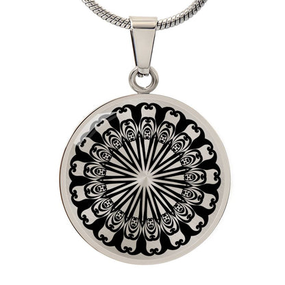 Graphic Circle Pendant + Necklace - Abstract Mandala 9