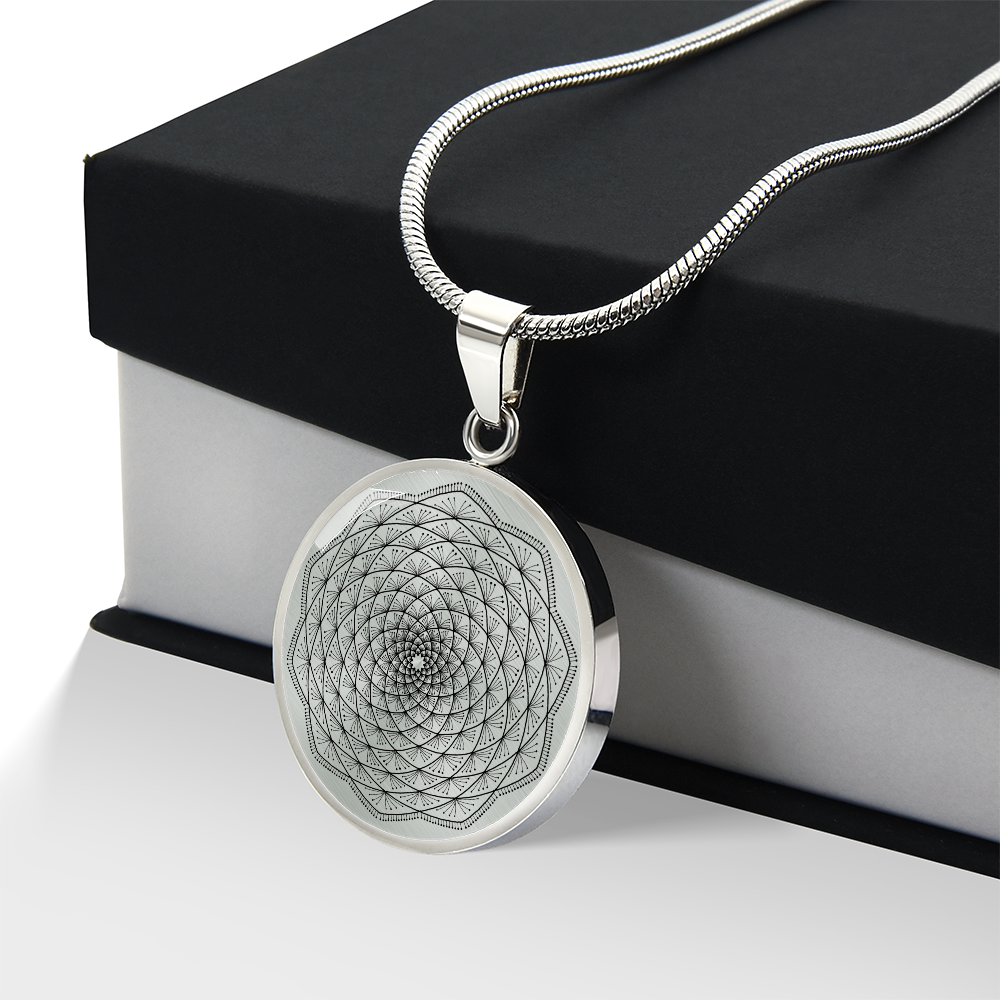 Graphic Circle Pendant + Necklace - Abstract Mandala 12