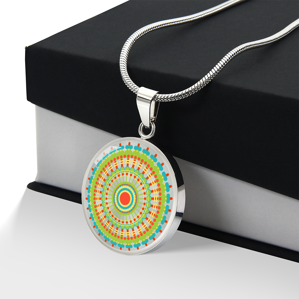 Graphic Circle Pendant + Necklace - Abstract Mandala 66