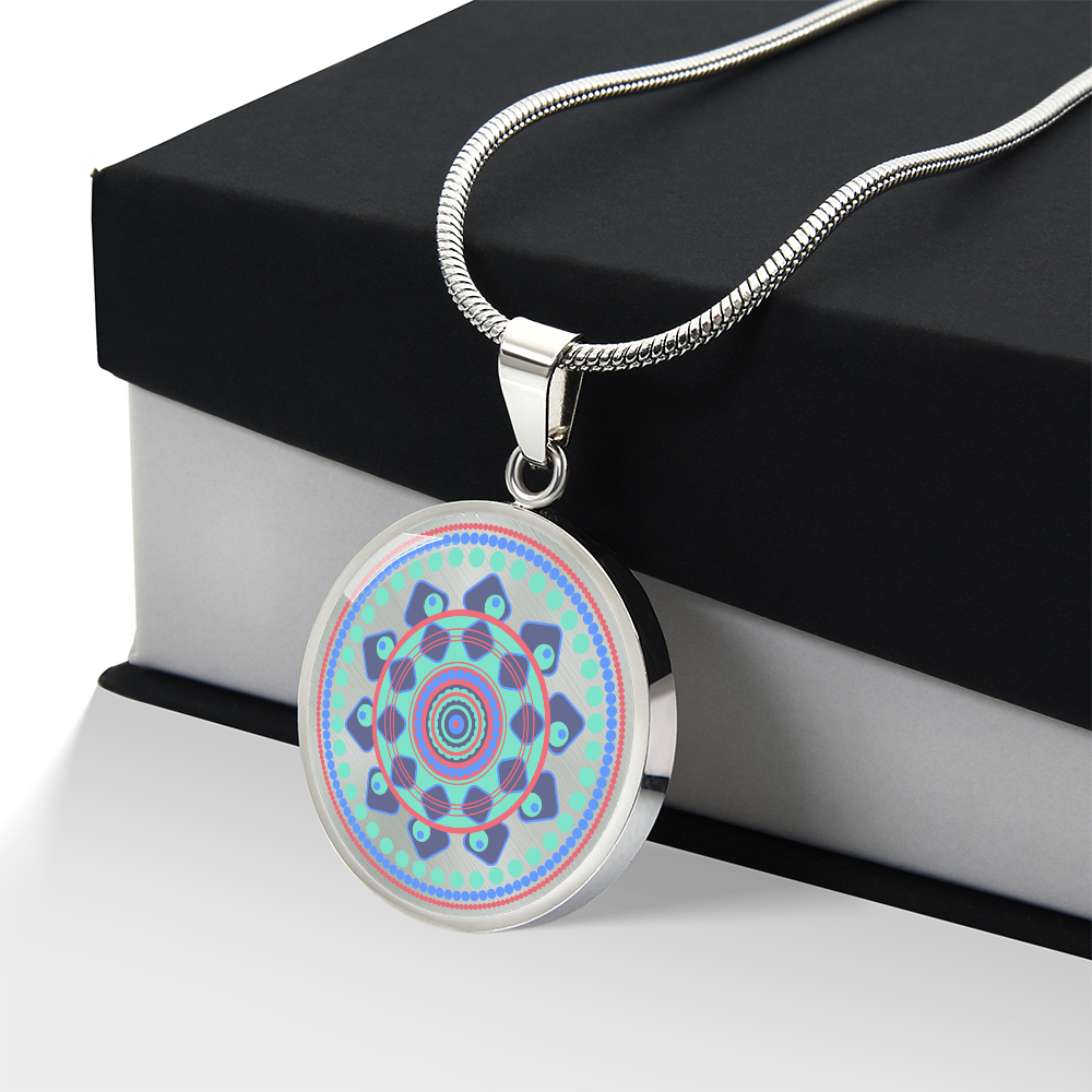 Graphic Circle Pendant + Necklace - Abstract Mandala 44