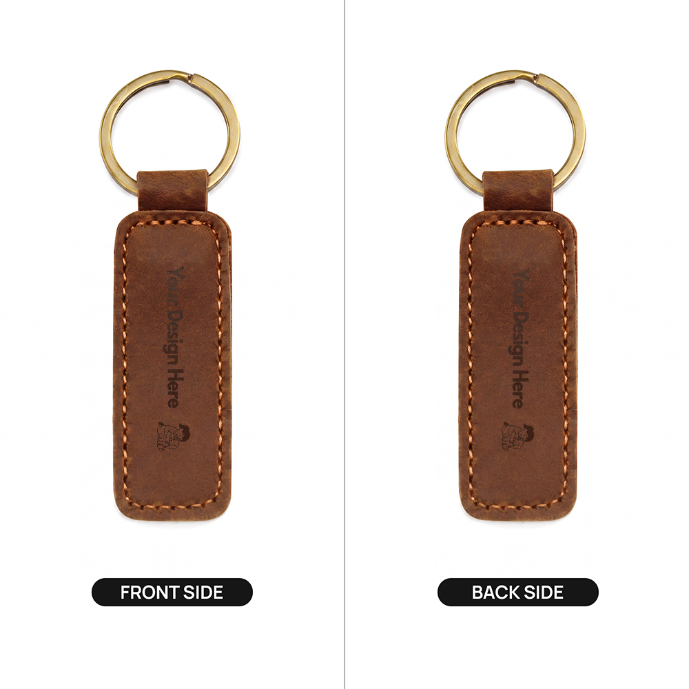 Engraved Leather Keychain