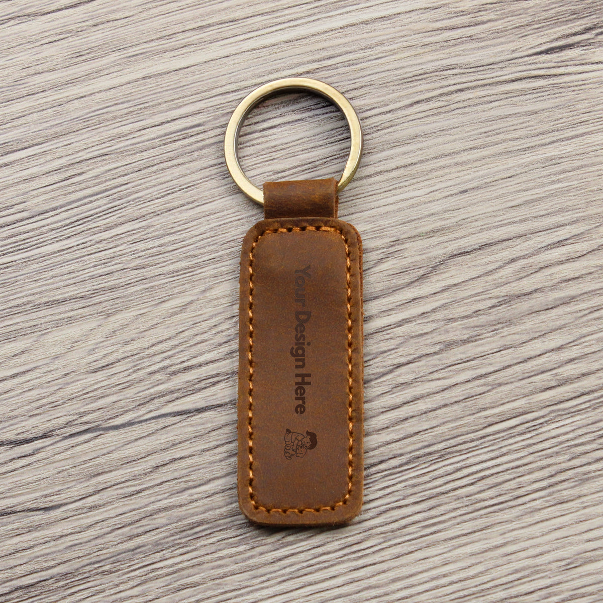 Engraved Leather Keychain