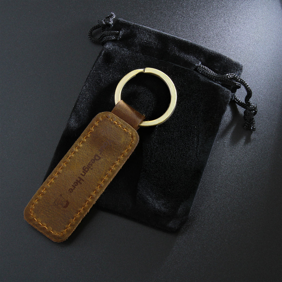 Engraved Leather Keychain