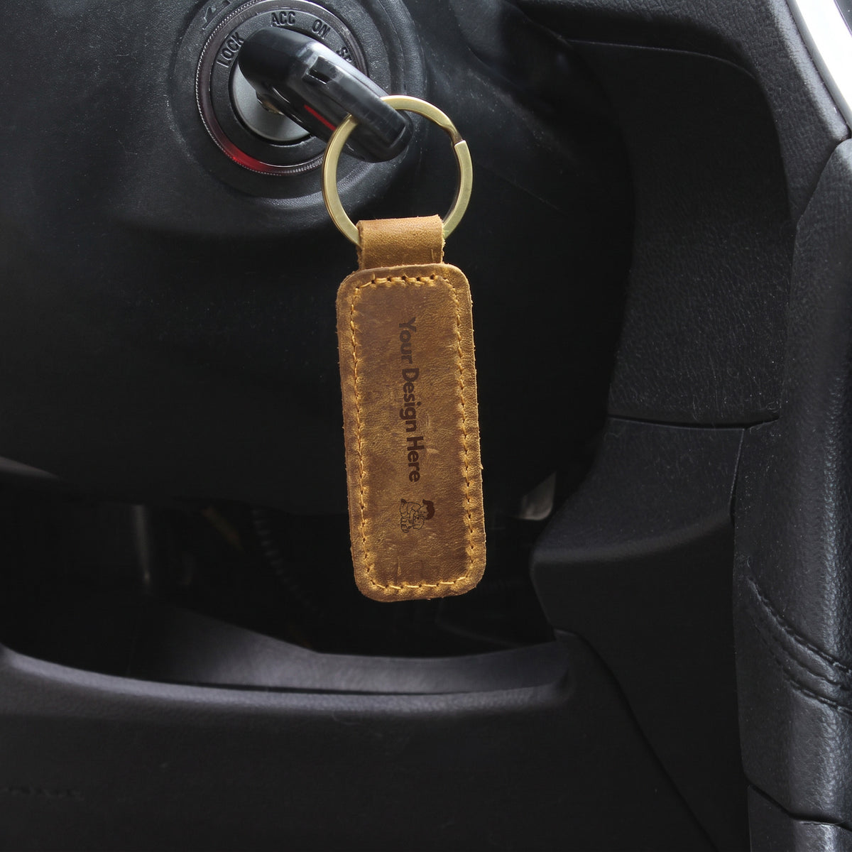 Engraved Leather Keychain