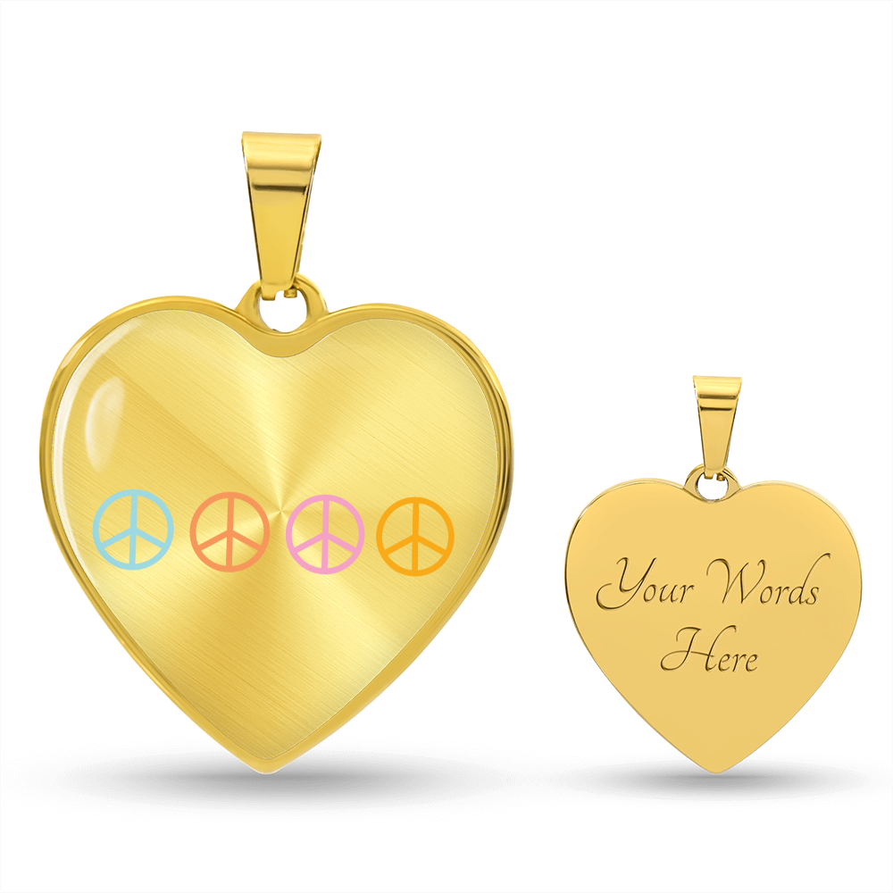 Graphic Heart Pendant + Necklace - Peace Sign