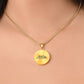 Graphic Circle Pendant + Necklace - Line Art Flower