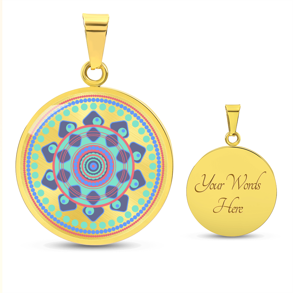 Graphic Circle Pendant + Necklace - Abstract Mandala 44