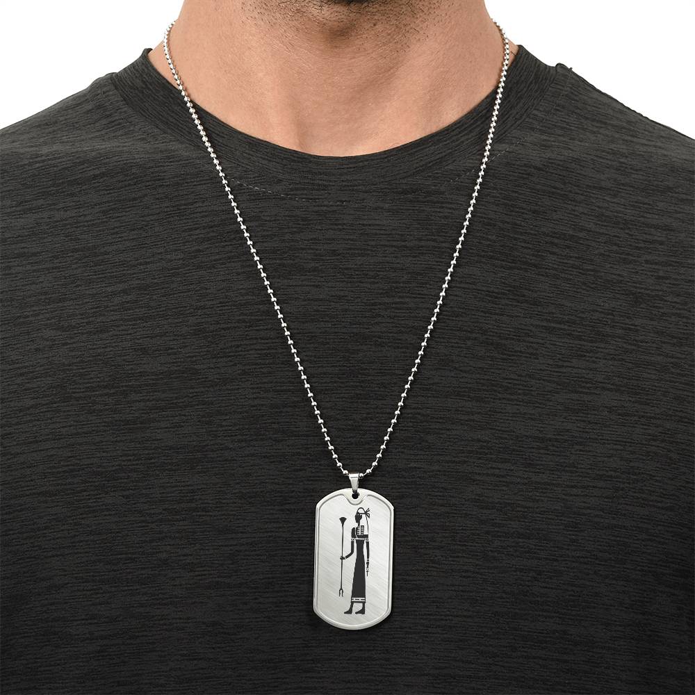 Graphic Dog Tag Pendant + Necklace - Egyptian Woman