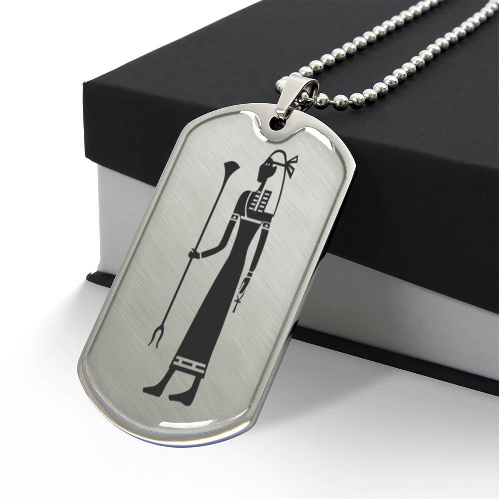 Graphic Dog Tag Pendant + Necklace - Egyptian Woman