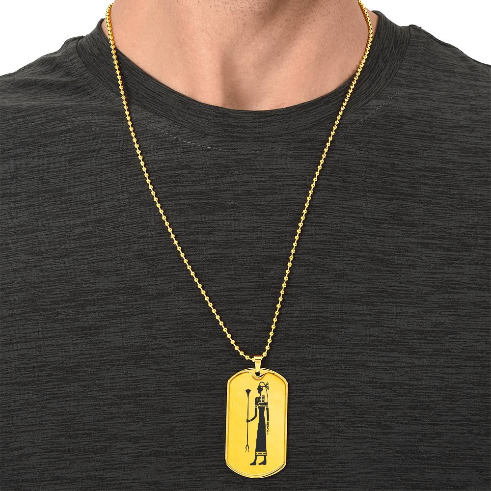 Graphic Dog Tag Pendant + Necklace - Egyptian Woman