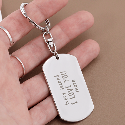 Personalized Handwritten Message Engraved Dog Tag Keychain