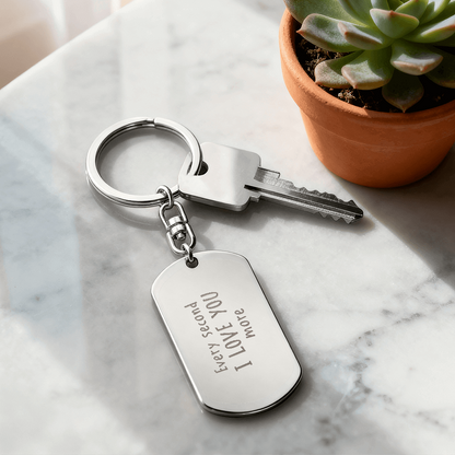 Personalized Handwritten Message Engraved Dog Tag Keychain
