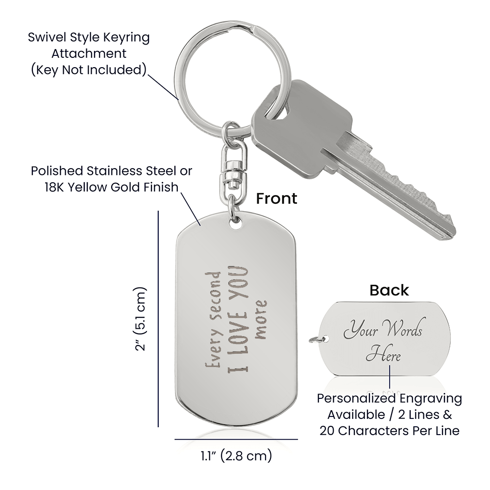 Personalized Handwritten Message Engraved Dog Tag Keychain