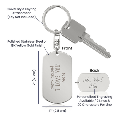 Personalized Handwritten Message Engraved Dog Tag Keychain